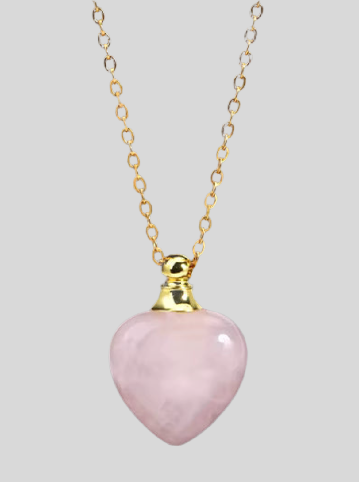 Collier cœur en Quartz Rose naturel