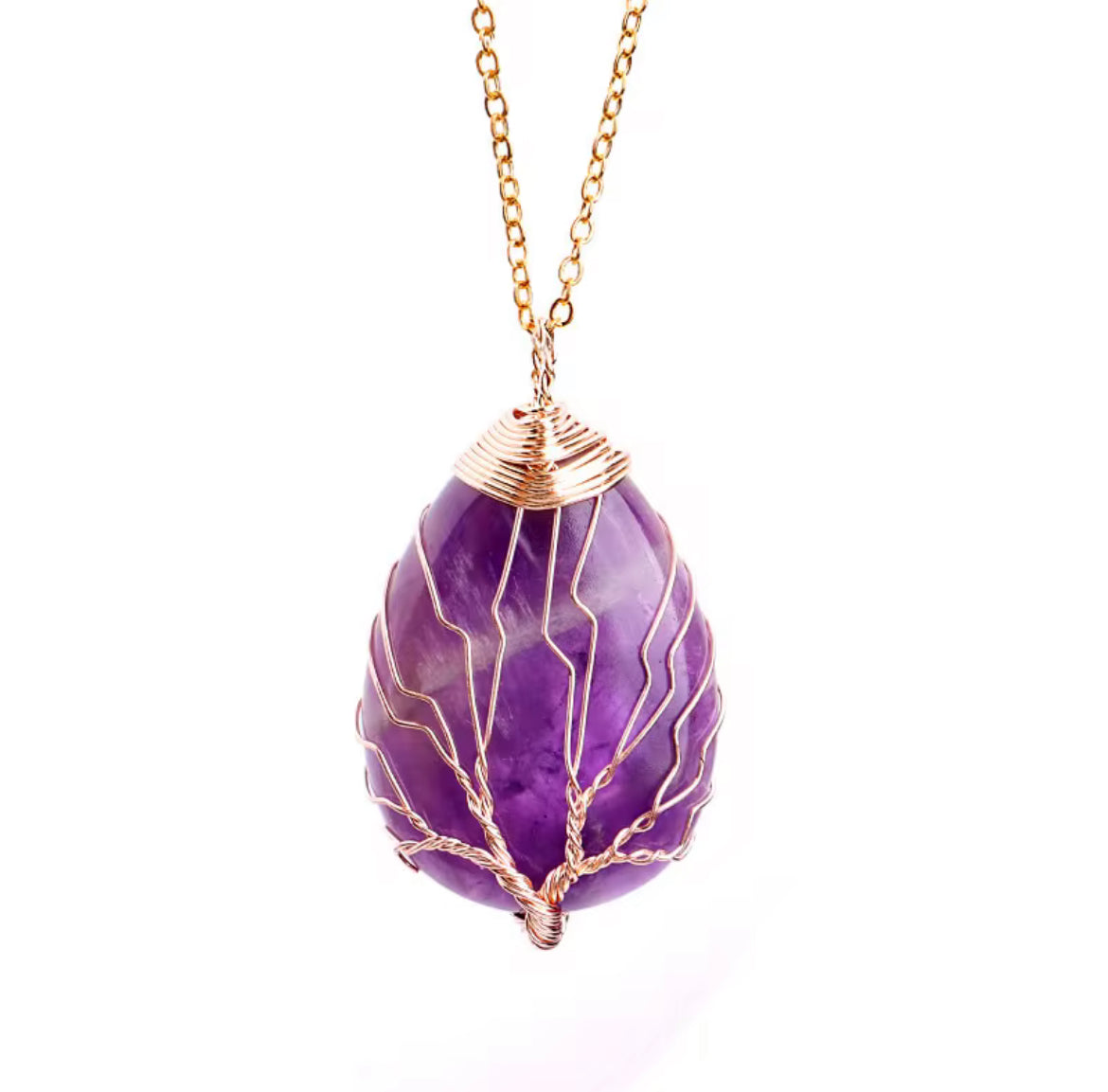 Duo Collier Arbre de Vie Améthyste & Quartz rose
