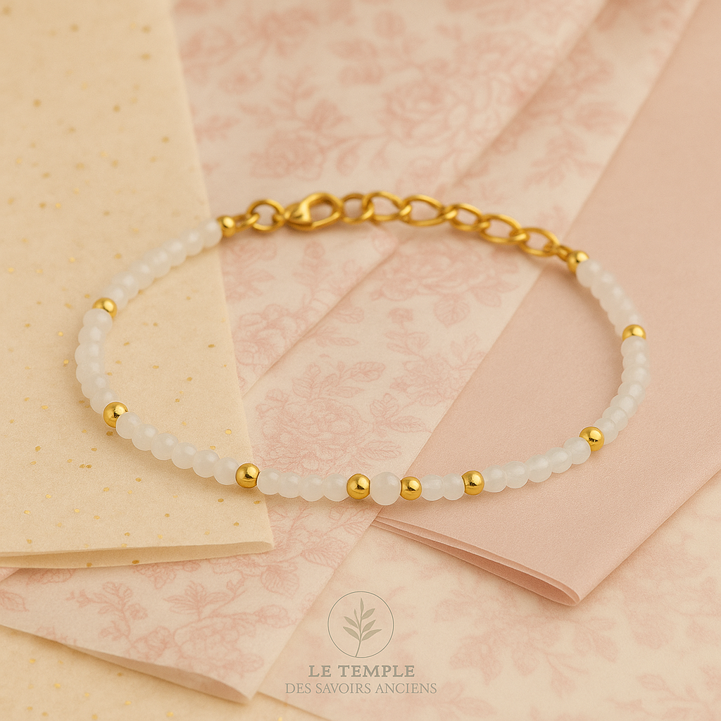 Bracelet pierre de lune naturelle – Énergie féminine, intuition & équilibre émotionnel