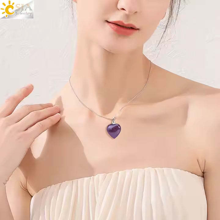 Collier cœur en Améthyste naturelle