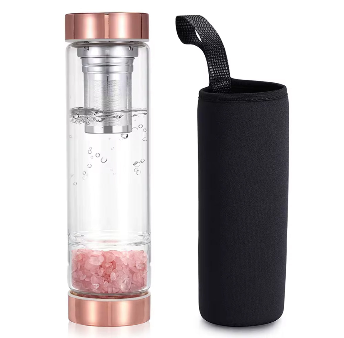 Bouteille infusion eau Quartz Rose