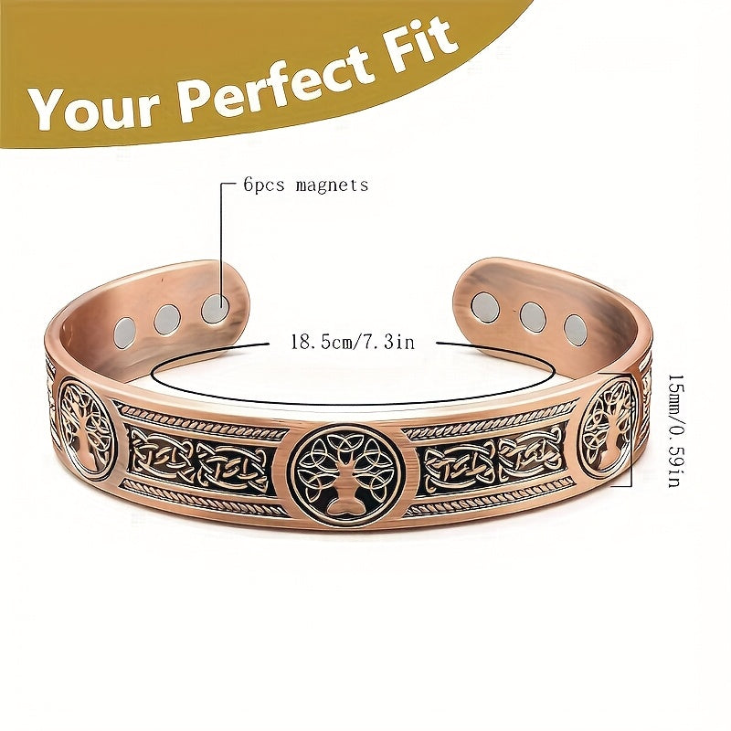 Bracelet Magnétique Cuivre – Arbre de Vie & Fermeture Aimantée