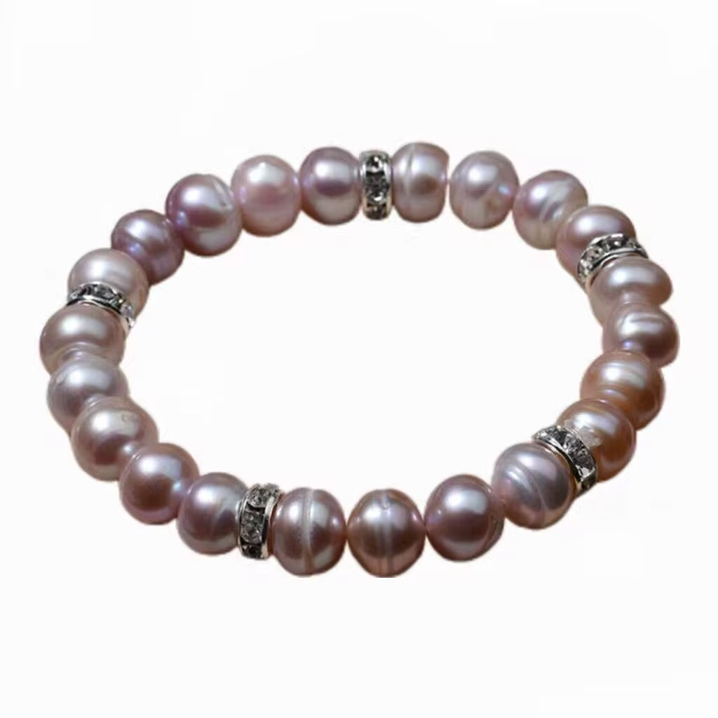 Bracelet Premium SAKINA – Perles Pourpres & Rosées (fabrication artisanale)