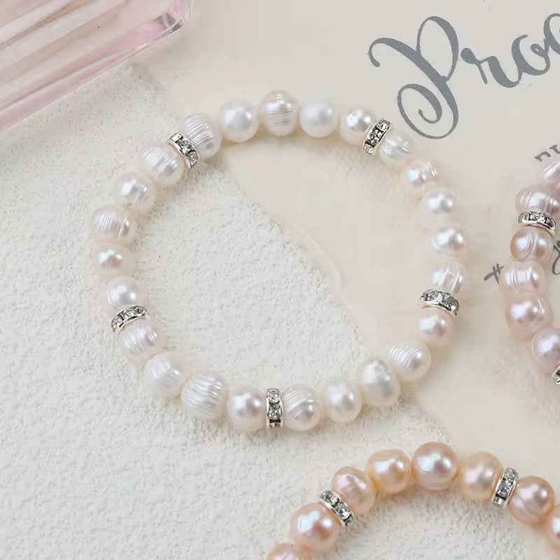 Bracelet NUR – Perles Blanches (fait main)