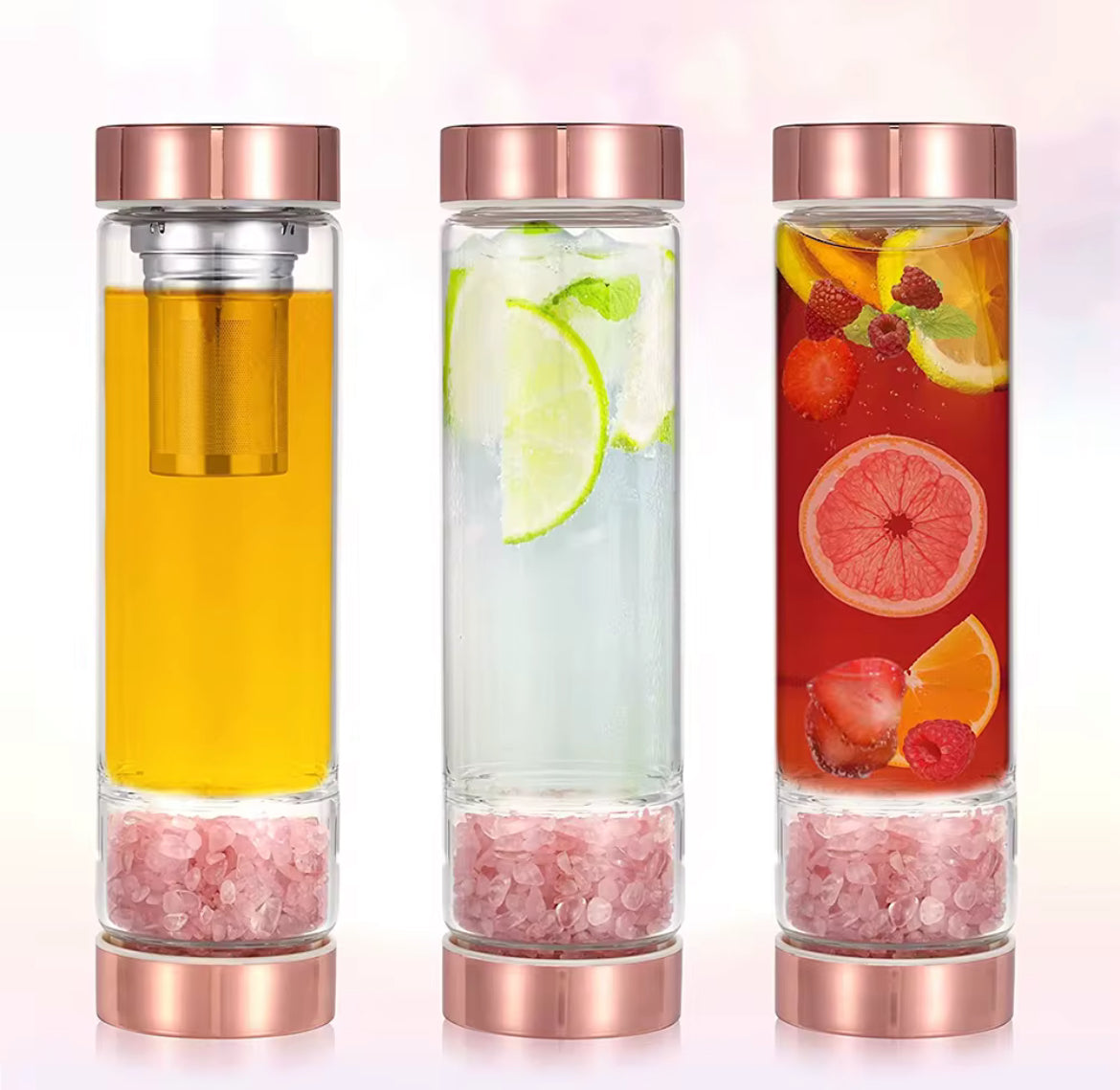Bouteille infusion eau Quartz Rose