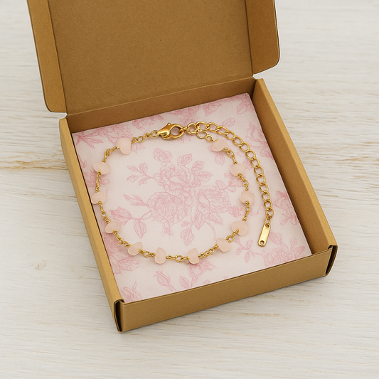Bracelet quartz rose brut – Amour de soi, guérison du cœur & tendresse