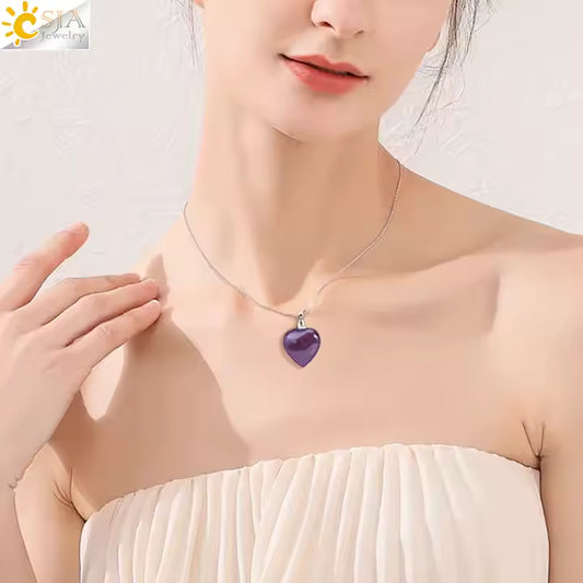 Collier cœur en Améthyste naturelle