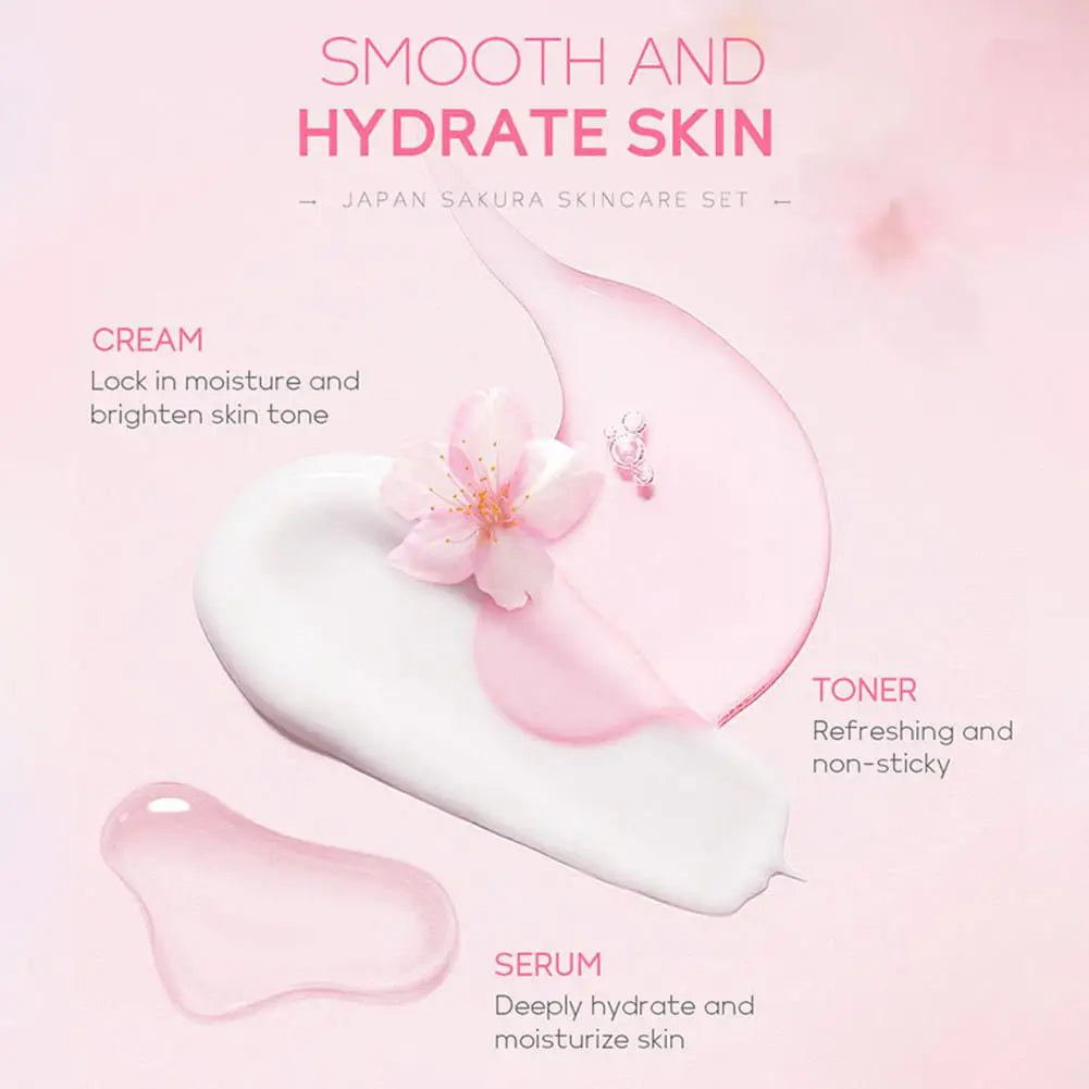 5 Set Sakura Skin Care Sets Face Cream Serum Toner Facial Cleanser Sunscreen Eye Cream Gift Box Face Skin Care Set Product
