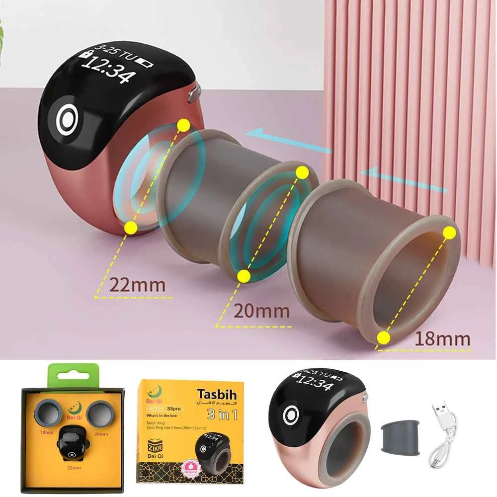Tasbih Électronique S8pro – Anneau Intelligent de Dhikr - MoonRose by Amour’Eu