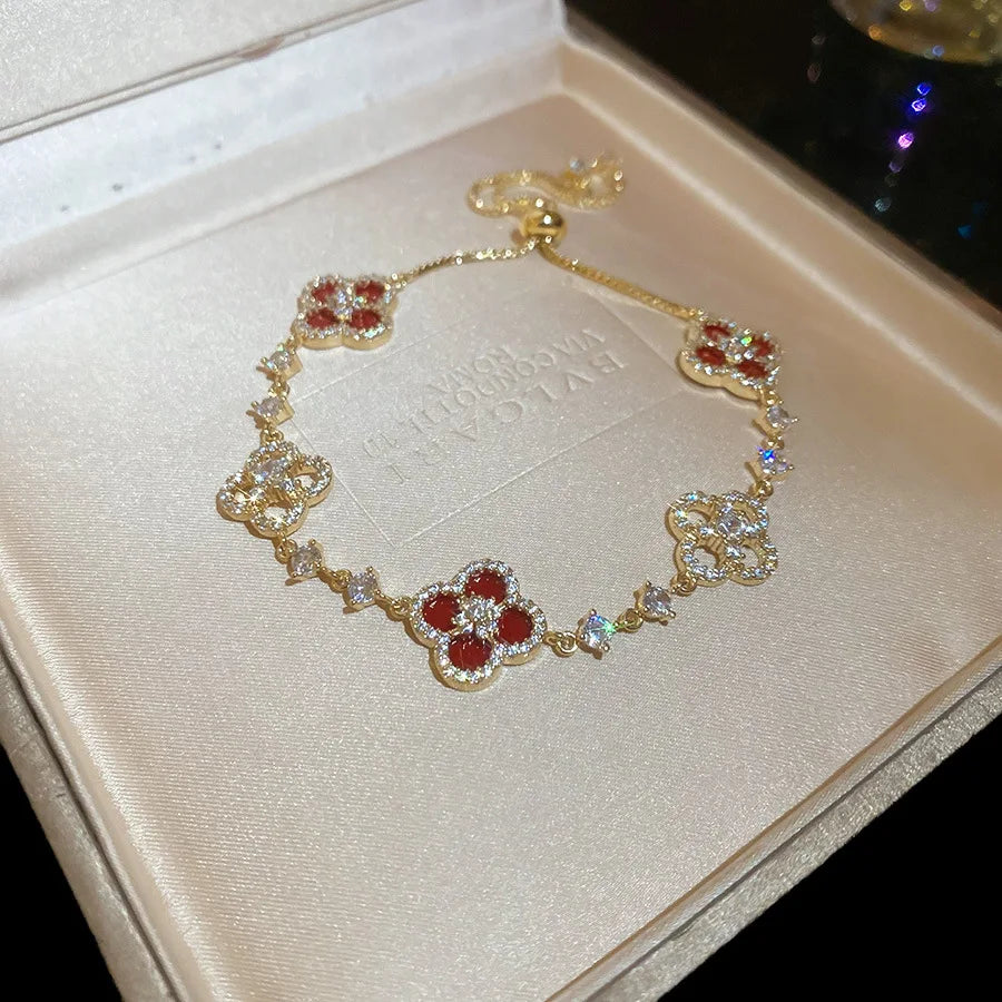 Bracelet Rouge (925 et plaqué or 18k)
