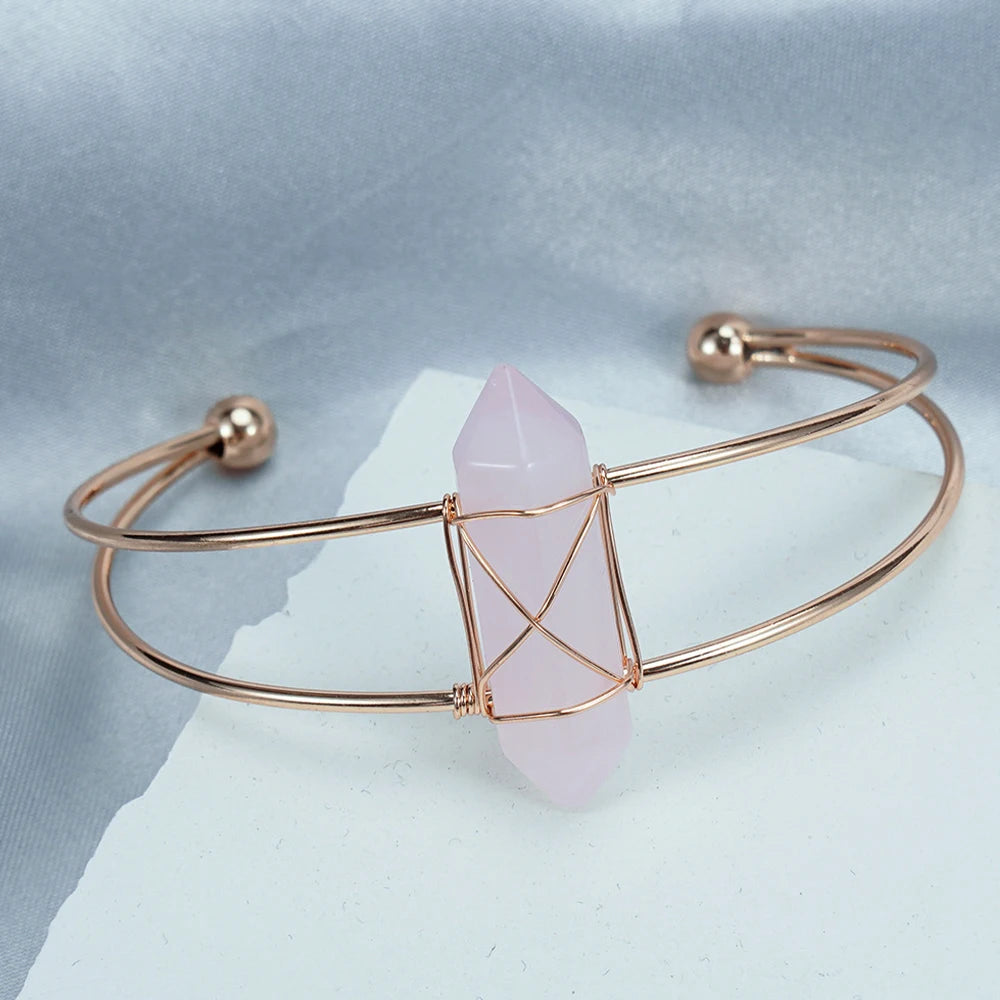 Bracelet jonc quartz rose – Protection du cœur, douceur & harmonie