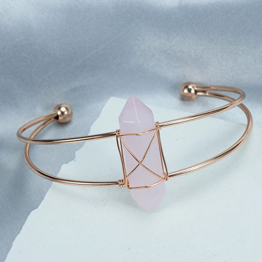 Bracelet jonc quartz rose – Protection du cœur, douceur & harmonie