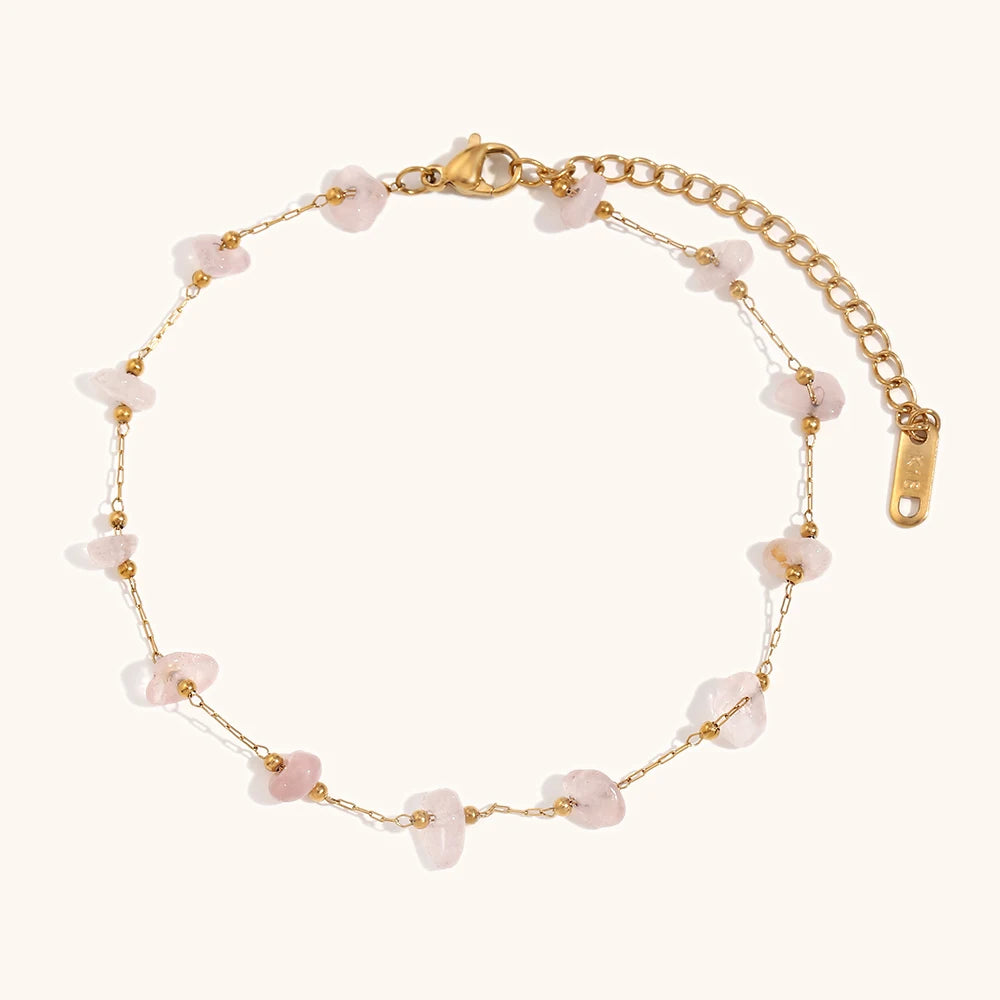 Bracelet quartz rose brut – Amour de soi, guérison du cœur & tendresse