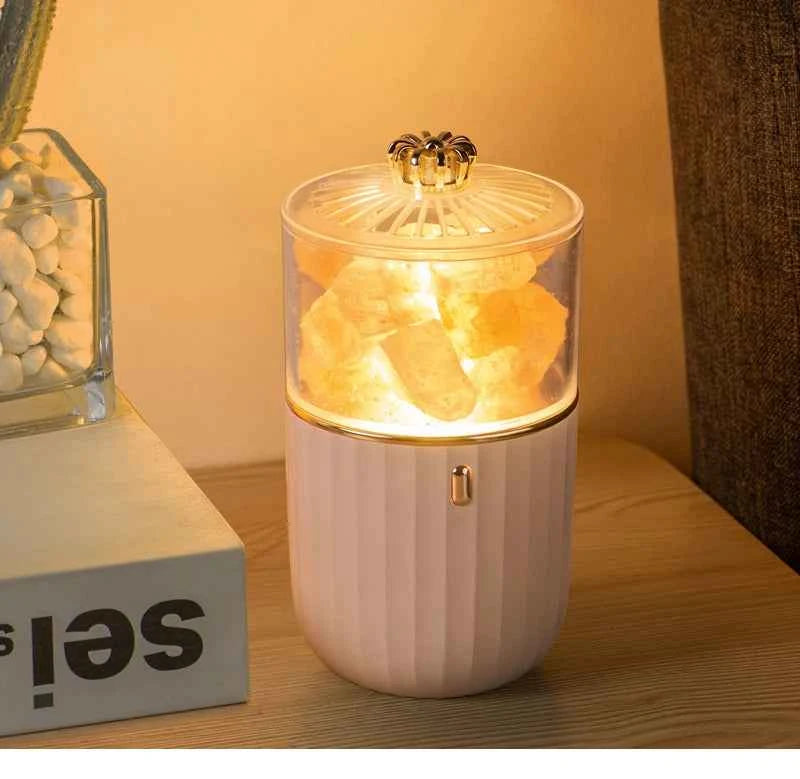 Lampe de Sel Purifiante – Lumière Apaisante et Diffusion d’Huiles Essentielles - MoonRose by Amour’Eu