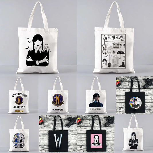 Tote bag en toile – Style Nevermore & Wednesday Addams