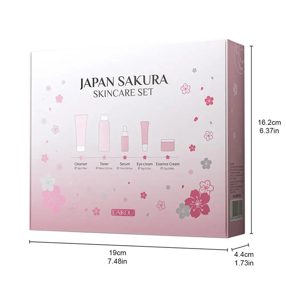 5 Set Sakura Skin Care Sets Face Cream Serum Toner Facial Cleanser Sunscreen Eye Cream Gift Box Face Skin Care Set Product