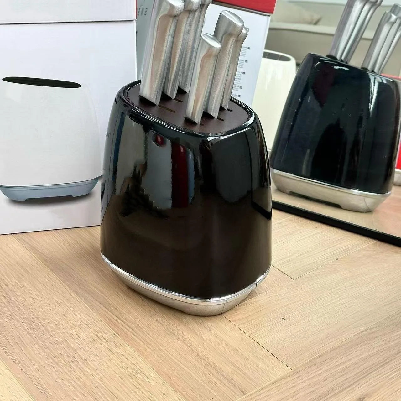 High Quality Knife Block Kitchenware holder Carrier White Red Cream Black Luxury Stainless Steel Kitchen 6-piece set Knives