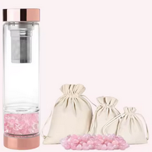 Bouteille Cristal Harmonie Triple – Quartz Rose, Blanc & Améthyste