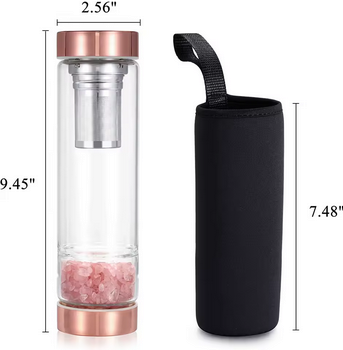 Bouteille Cristal Harmonie Triple – Quartz Rose, Blanc & Améthyste