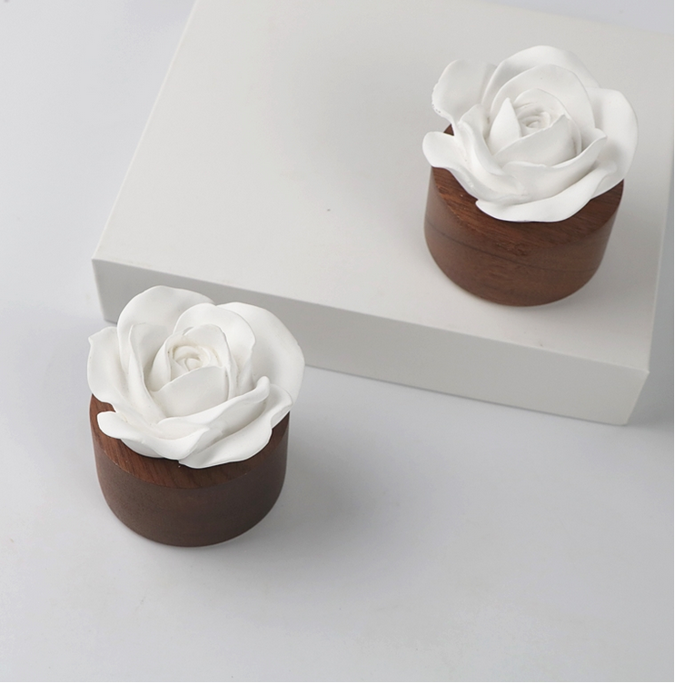 Diffuseur Rose en Céramique & Bois