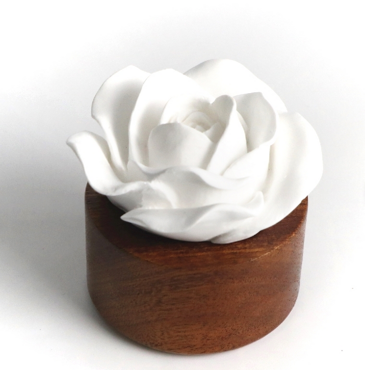 Diffuseur Rose en Céramique & Bois