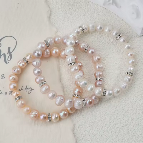 Bracelet NUR – Perles Blanches (fait main)