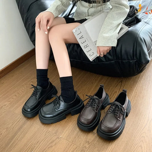 2024 New Spring Autumn Vintage Style Women's Thick Bottom High Heel Petite Shoes With Rubber Sole Adult Size Available