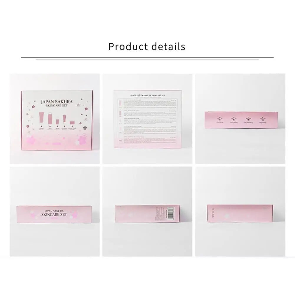 5 Set Sakura Skin Care Sets Face Cream Serum Toner Facial Cleanser Sunscreen Eye Cream Gift Box Face Skin Care Set Product