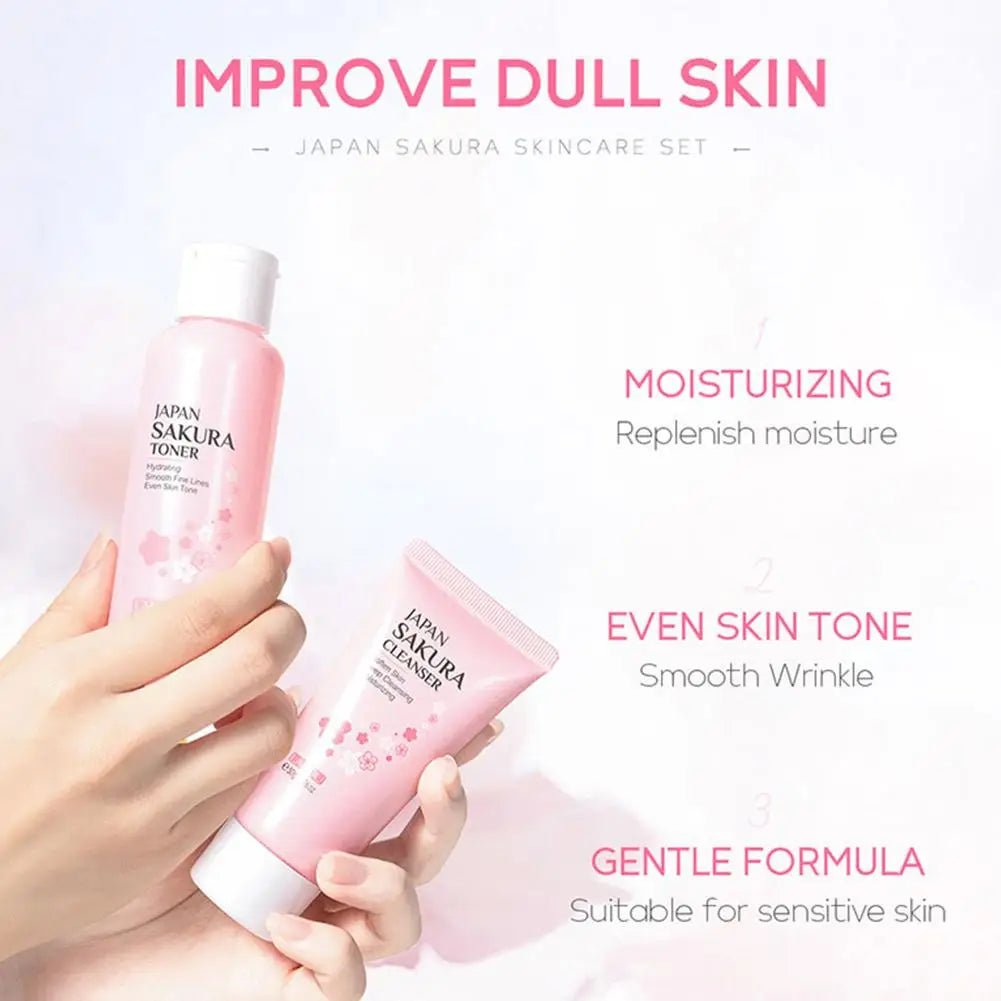5 Set Sakura Skin Care Sets Face Cream Serum Toner Facial Cleanser Sunscreen Eye Cream Gift Box Face Skin Care Set Product